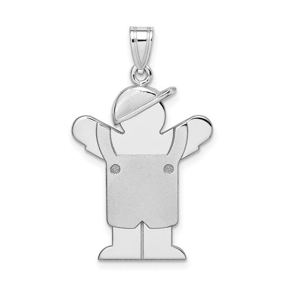 Kazi Luxury 14k White Gold Medium Boy with Hat on Left Engravable Charm